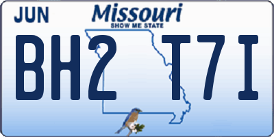 MO license plate BH2T7I