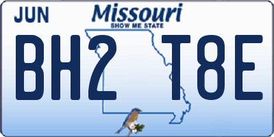 MO license plate BH2T8E