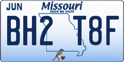 MO license plate BH2T8F