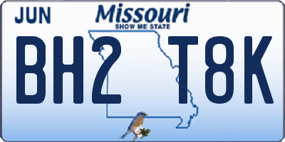 MO license plate BH2T8K