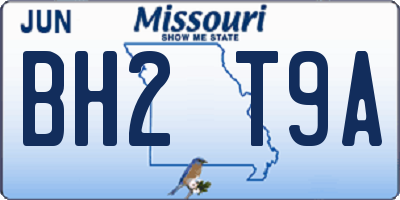 MO license plate BH2T9A