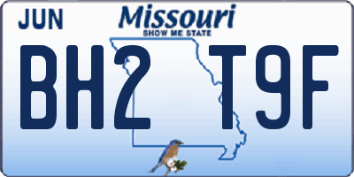 MO license plate BH2T9F