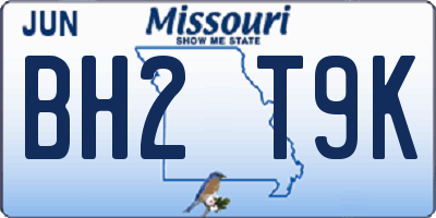 MO license plate BH2T9K