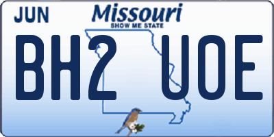 MO license plate BH2U0E