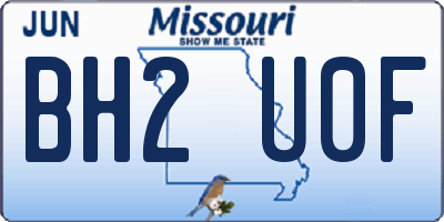 MO license plate BH2U0F