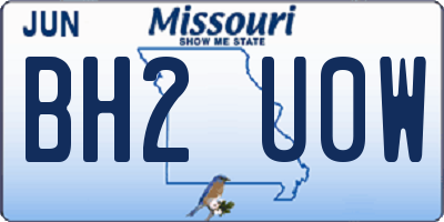 MO license plate BH2U0W
