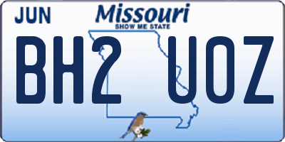 MO license plate BH2U0Z