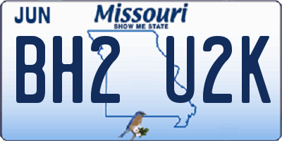 MO license plate BH2U2K