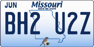 MO license plate BH2U2Z