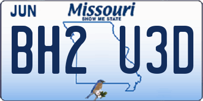 MO license plate BH2U3D