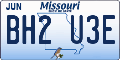 MO license plate BH2U3E