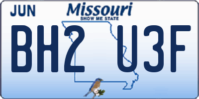 MO license plate BH2U3F