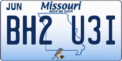 MO license plate BH2U3I