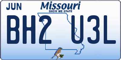 MO license plate BH2U3L