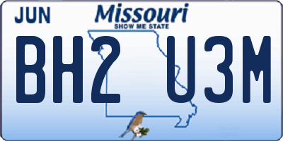 MO license plate BH2U3M