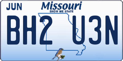 MO license plate BH2U3N