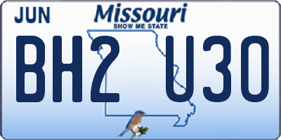 MO license plate BH2U3O