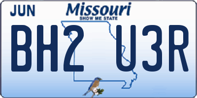 MO license plate BH2U3R