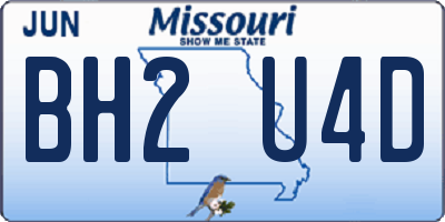 MO license plate BH2U4D