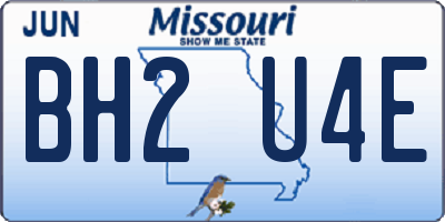 MO license plate BH2U4E