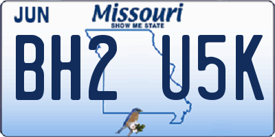 MO license plate BH2U5K