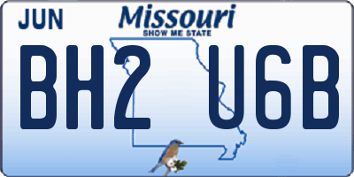 MO license plate BH2U6B