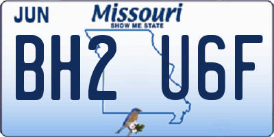 MO license plate BH2U6F