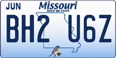 MO license plate BH2U6Z