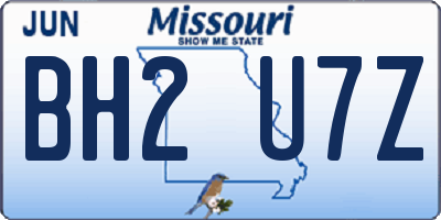 MO license plate BH2U7Z