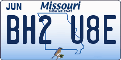 MO license plate BH2U8E