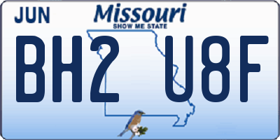 MO license plate BH2U8F