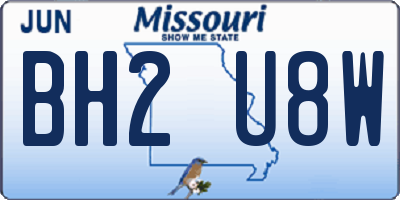 MO license plate BH2U8W