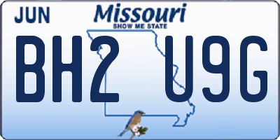 MO license plate BH2U9G