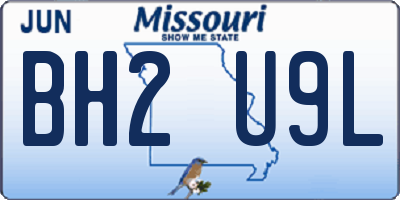 MO license plate BH2U9L