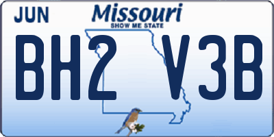MO license plate BH2V3B