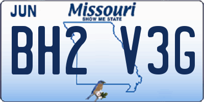 MO license plate BH2V3G