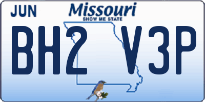MO license plate BH2V3P