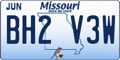 MO license plate BH2V3W