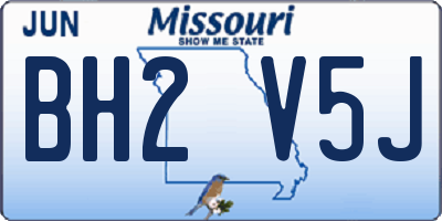 MO license plate BH2V5J
