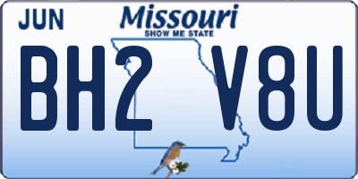 MO license plate BH2V8U