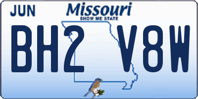 MO license plate BH2V8W