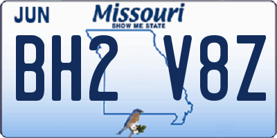 MO license plate BH2V8Z