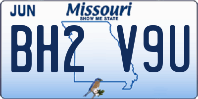 MO license plate BH2V9U