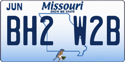 MO license plate BH2W2B