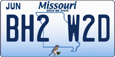 MO license plate BH2W2D