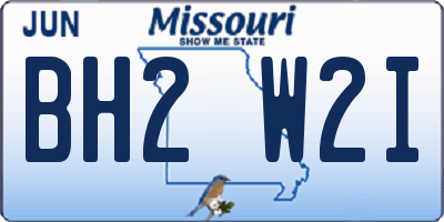 MO license plate BH2W2I