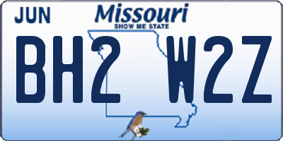 MO license plate BH2W2Z