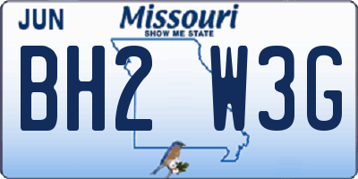 MO license plate BH2W3G
