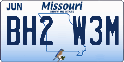 MO license plate BH2W3M