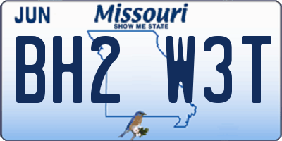 MO license plate BH2W3T